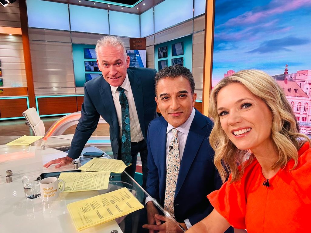 Dr. Hilary Jones, Adil Ray and Charlotte Hawkins on GMB