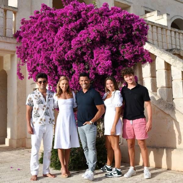 Kelly Ripa and Mark Consuelos on holiday with their children