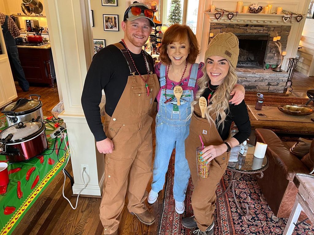 reba mcentire with her son shelby blackstock and daughter in law marissa