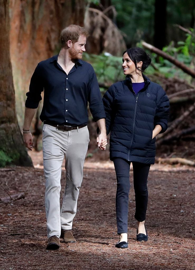 Prince Harry and Meghan Markle on a hike in New Zealand