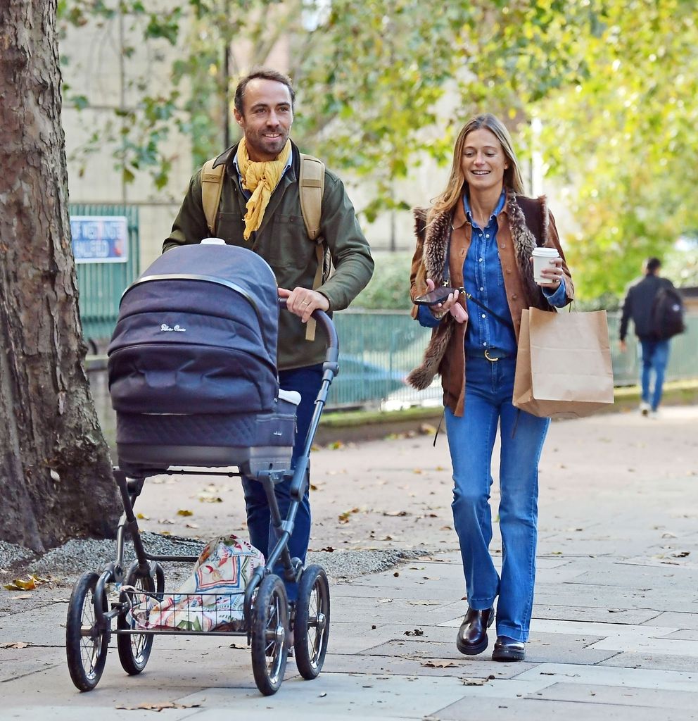 James Middleton and Alizee walk in Notting Hill with new babty