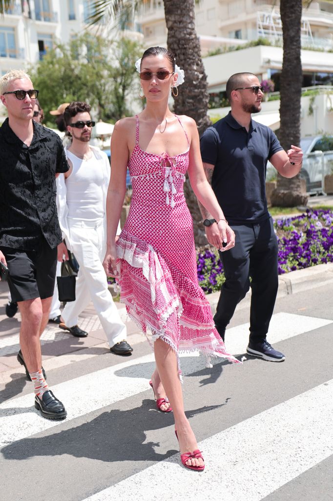 Bella Hadid is seen during the 77th Cannes Film Festival on May 23, 2024 in Cannes