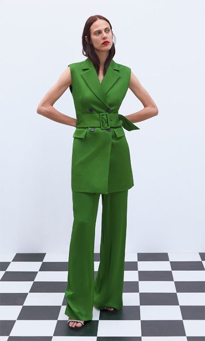green zara waistcoat