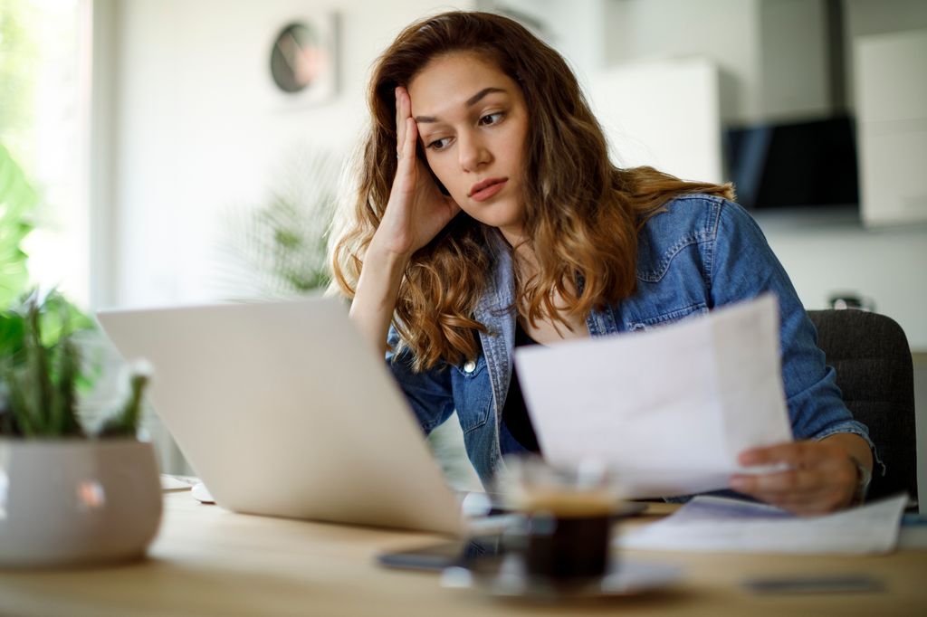 Worried woman about budget and home finances