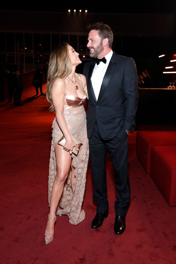 Jennifer Lopez, wearing Gucci,, and Ben Affleck, wearing Gucci, attend the 2023 LACMA Art+Film Gala, Presented By Gucci at Los Angeles County Museum of Art on November 04, 2023 in Los Angeles, California