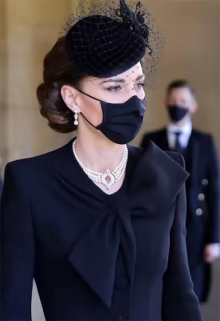 kate queen necklace prince philip funeral