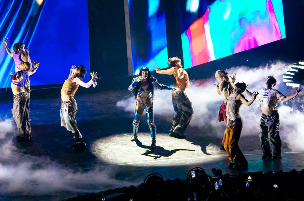 Katy Perry performs during a concert as part of the 'The Lifetimes Tour' at Arena Monterrey on April 28, 2025 in Monterrey, Mexico