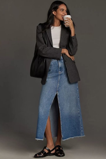 Pilcro Madi Front-Slit Denim Maxi Skirt