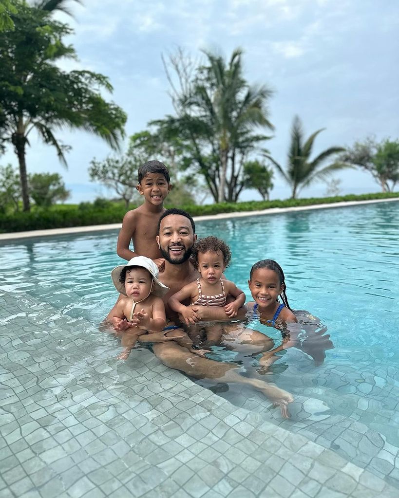 John Legend spends time with his babies in Mexico