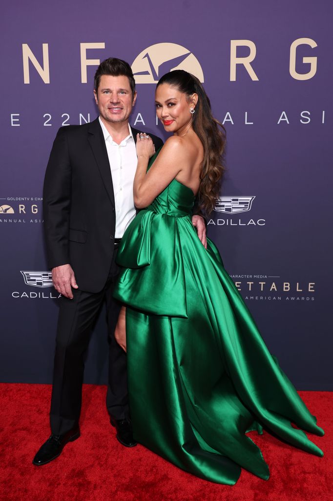 BEVERLY HILLS, CALIFORNIA - DECEMBER 14: (L-R) Nick Lachey and Vanessa Lachey attend Unforgettable: The 22nd Annual Asian American Awards at The Beverly Hilton on December 14, 2024 in Beverly Hills, California. (Photo by Amy Sussman/Getty Images)