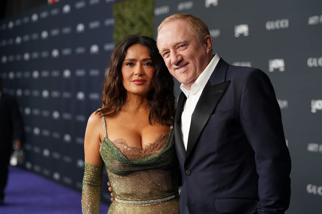 FranÃ§ois-Henri Pinault and Salma Hayek, both wearing Gucci, attend the 2022 LACMA ART+FILM GALA Presented By Gucci at Los Angeles County Museum of Art on November 05, 2022 in Los Angeles, California. (Photo by Presley Ann/Getty Images for LACMA)