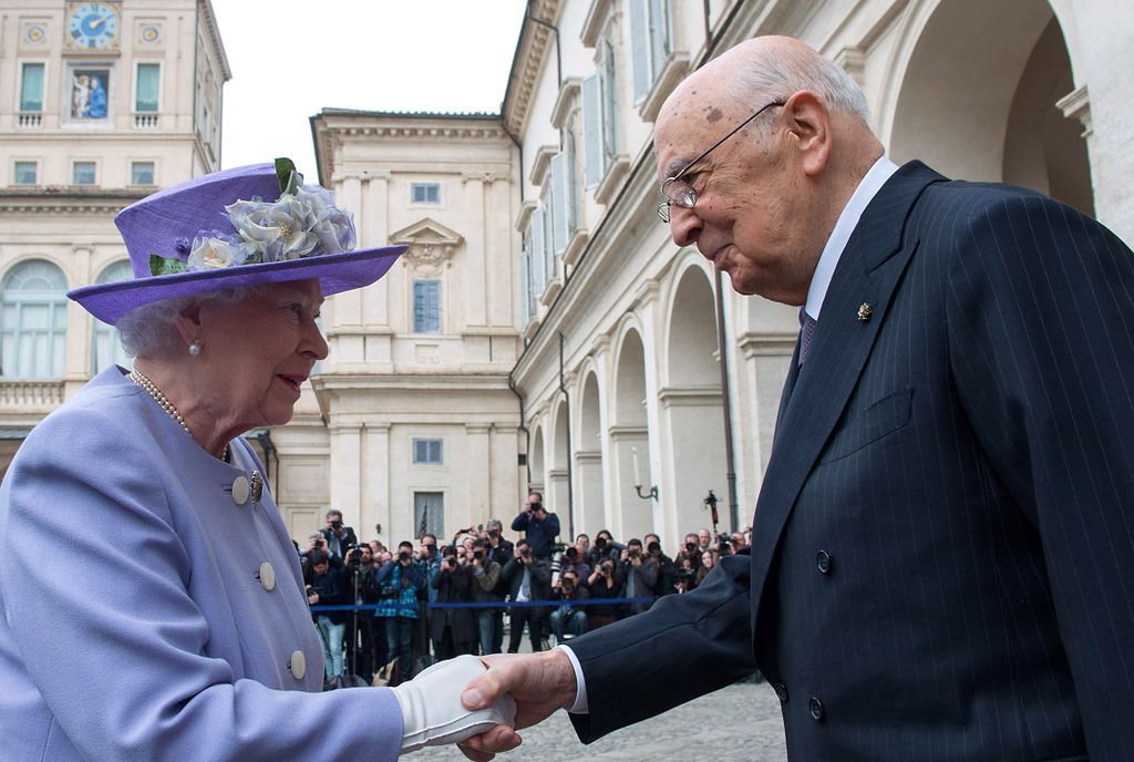 The late Queen with President Giorgio Napolitano in 2014