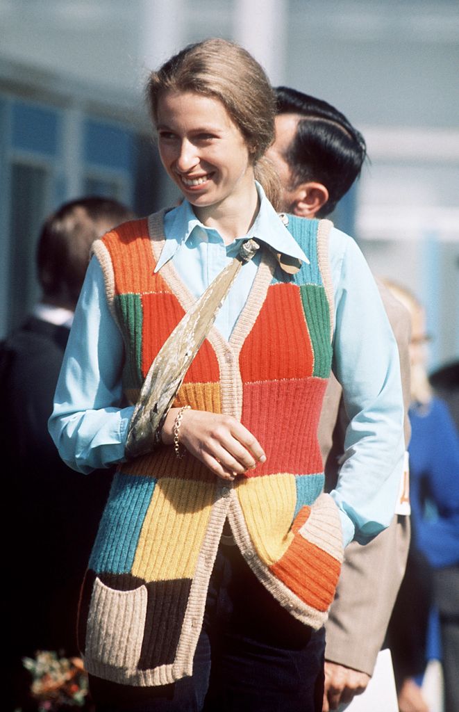 Princess Anne wears a sling after a riding accident