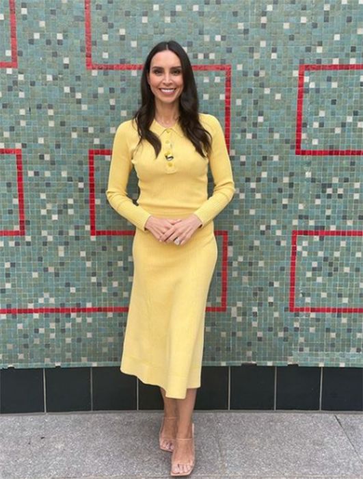 christine lampard outfit yellow instagram