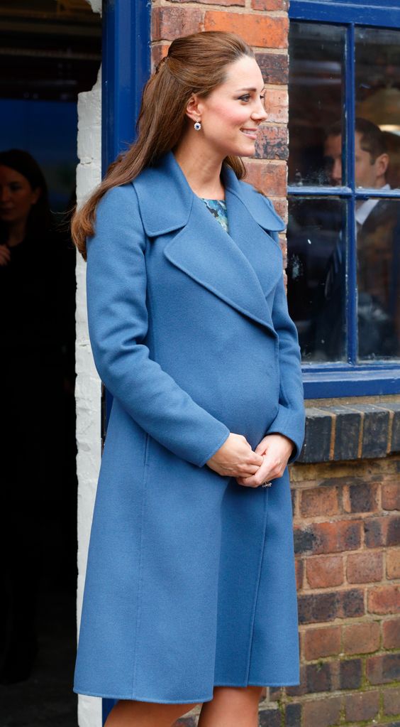 Blue was certainly a favoured shade for the Princess during her second pregnancy and once again dazzled in a fabulous coat when she headed out to the Emma Bridgewater factory