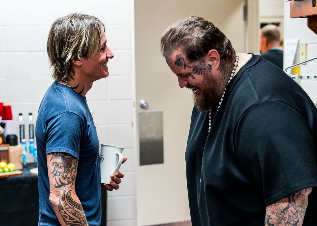 Keith Urban and Jelly Roll attend night three of The 51st CMA Fest at Nissan Stadium