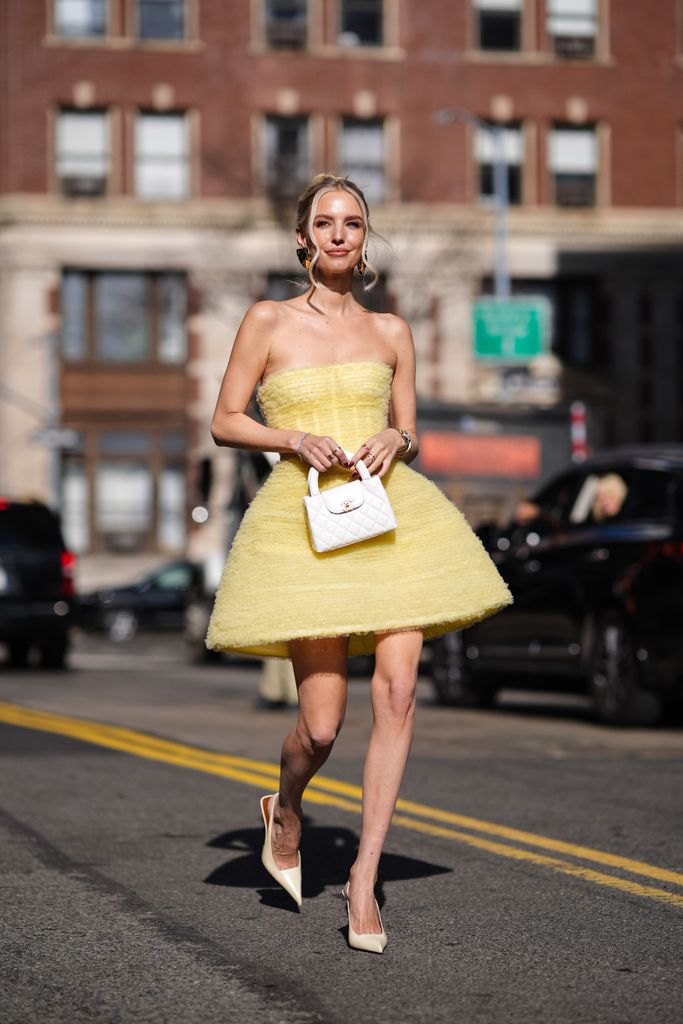 Leonie Hanne outside Carolina Herrera during New York Fashion Week