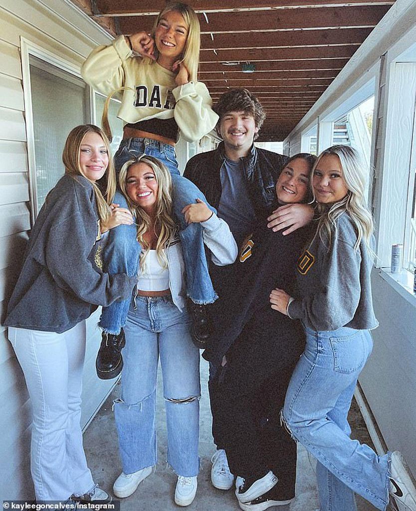 University of Idaho students Kaylee Goncalves (second from left, bottom) and Madison Mogen (second from left, top), Ethan Chapin (centre) and Xana Kernodle (second from right) were tragically stabbed to death in their beds as they slept