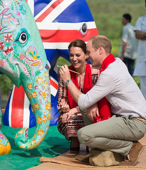 prince william kate middleton paint elephant royal tour