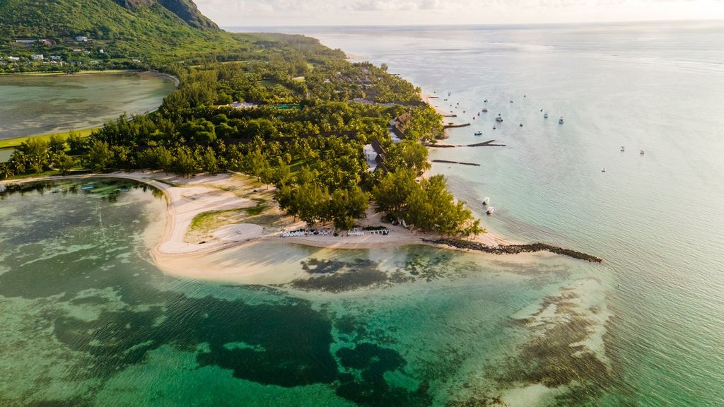 An aerial view of Le Morne peninsula 