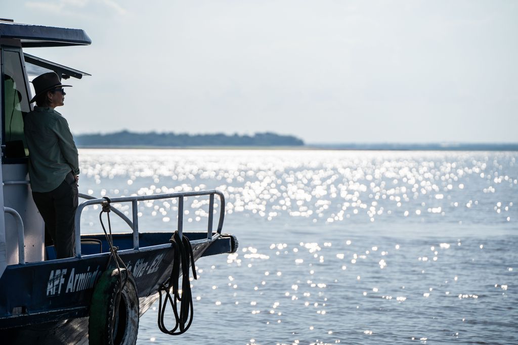 Queen Mary of Denmark takes a boat trip along a stretch of the Amazon River in Manaus, Brazil