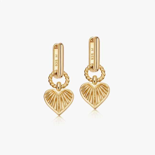 gold heart charm earrings