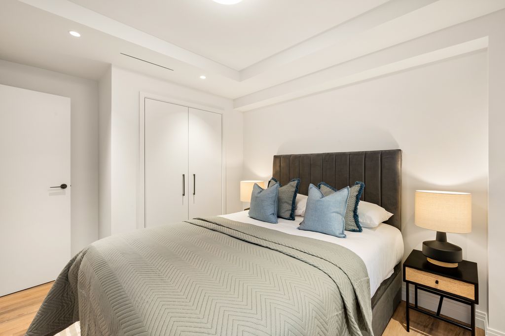 bedroom with white walls
