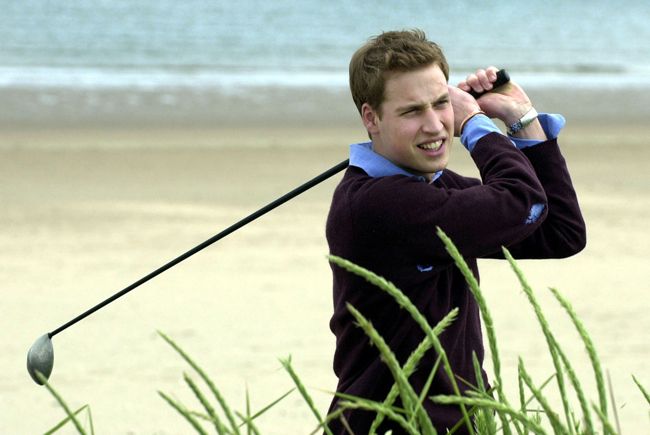 Prince William playing golf on the beach