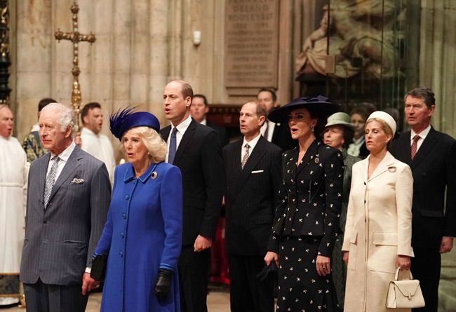 senior royals king charles queen camilla prince william kate middleton sophie wessex princess anne and prince edward at commonwealth day service 2023