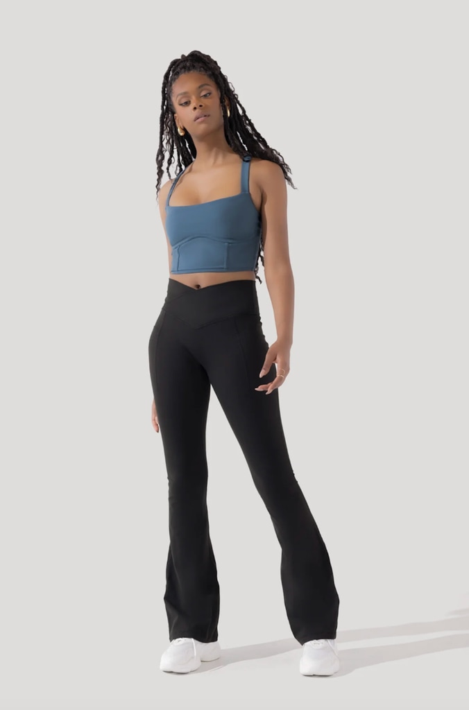 Popflex Crisscross Hourglass Flared Legging with Pockets