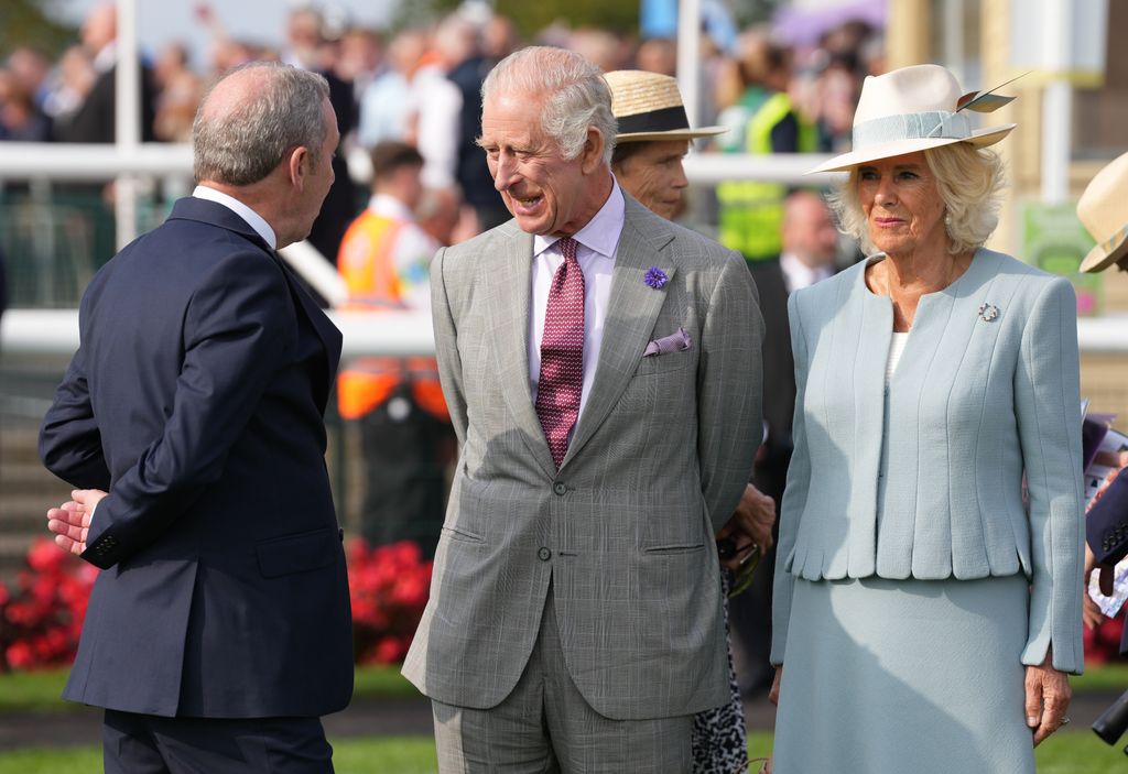 King Charles III and Queen Camilla during the Betfred St Leger Festival at Doncaster Racecourse.