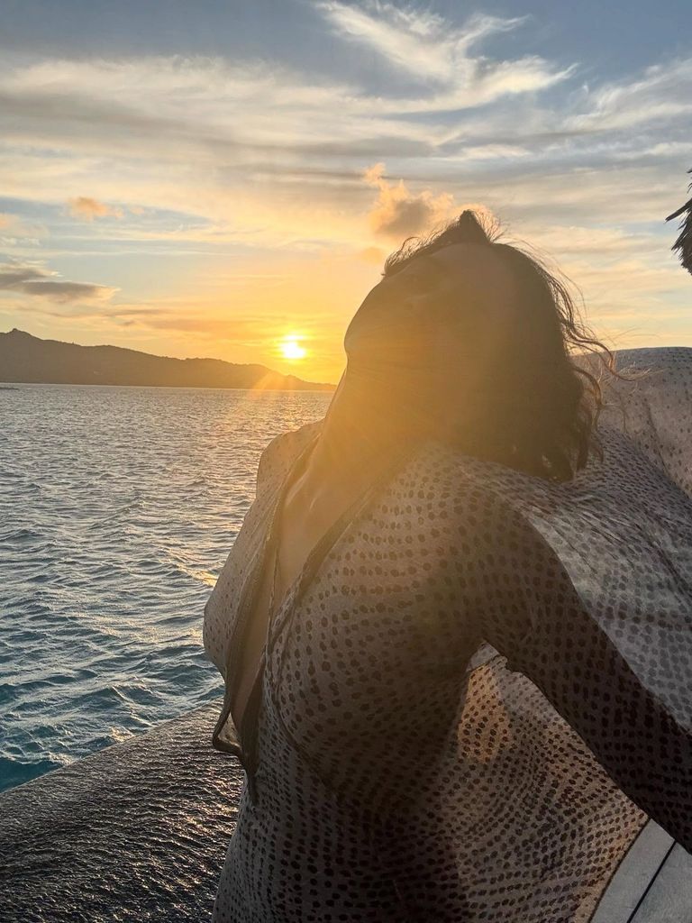 photo of halle berry braless in sheer dress at sunset