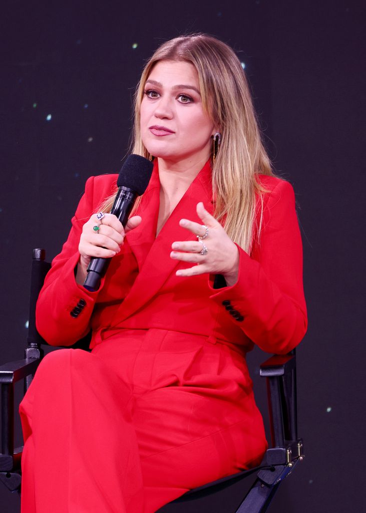 Kelly Clarkson speaks onstage during the SiriusXM Next Generation: Industry & Press Preview at The Tisch Skylights at The Shed on November 08, 2023 in New York City