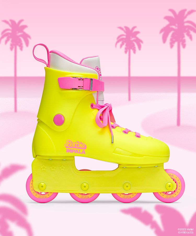 barbie skates roller blades in yellow and pink