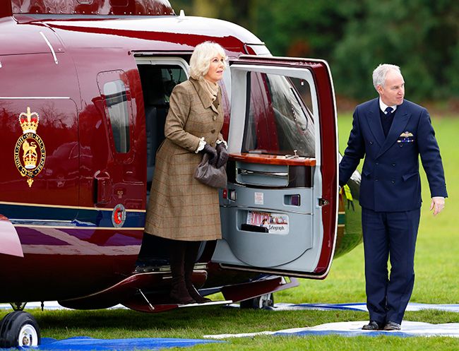 camilla stepping out of helicopter
