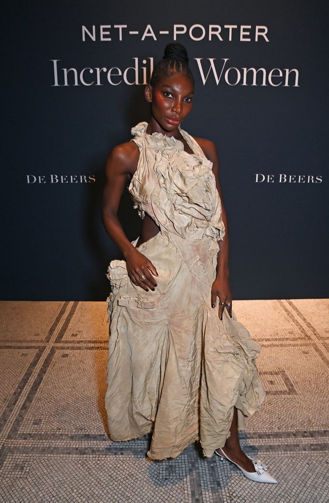 Michaela Coel  attends the NET-A-PORTER Incredible Women's Dinner in partnership with De Beers at the Victoria & Albert Museum on March 5, 2024 in London, England. (Photo by Dave Benett/Getty Images for NET-A-PORTER)