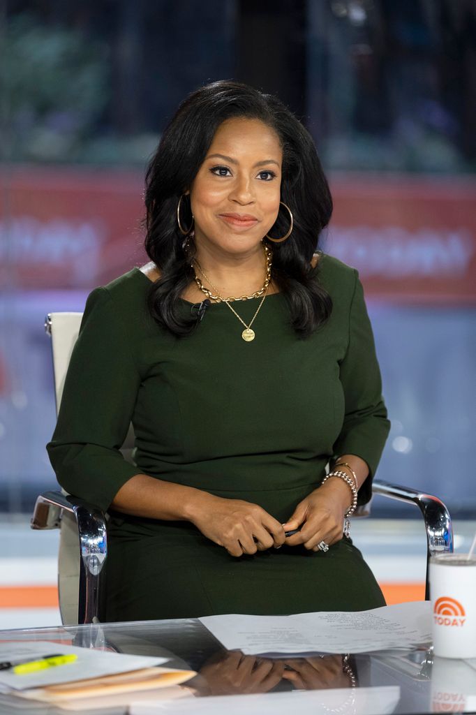 Sheinelle Jones sitting in the Today Show studios 