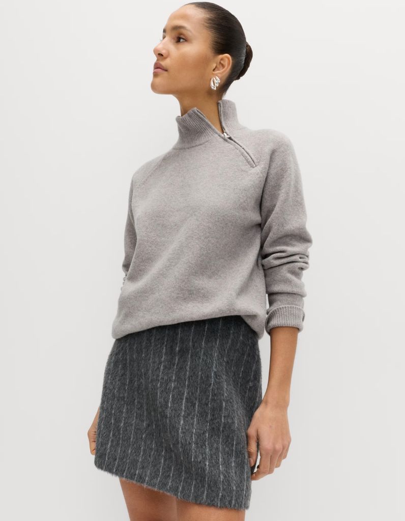 M&S Brushed Pinstripe Mini A-Line Skirt