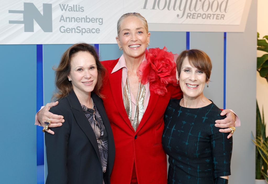Sharon Stone and two women at a fundraiser