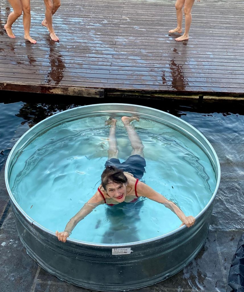 Helena Christensen's family enjoying cold water immersion therapy n Copenhagen