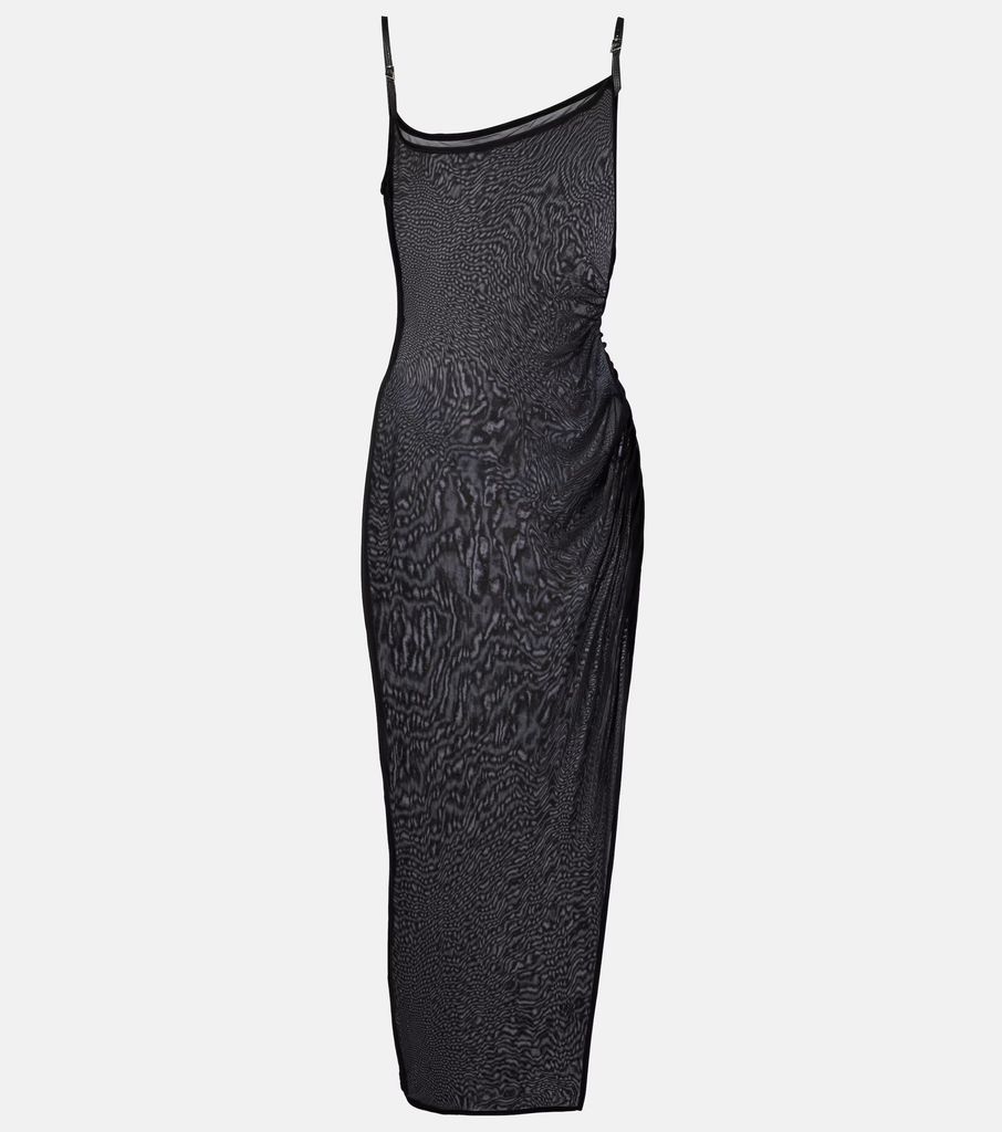 Asymmetrical sheer midi dress by mugler