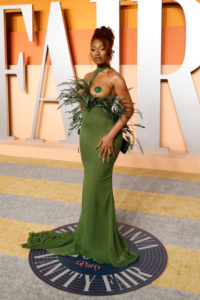 Megan Thee Stallion in Julian Mendez Couture green dress
