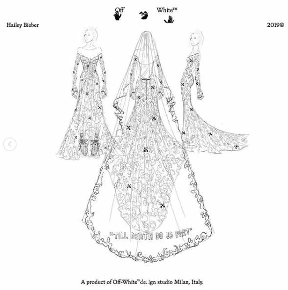 hailey bieber wedding dress sketch
