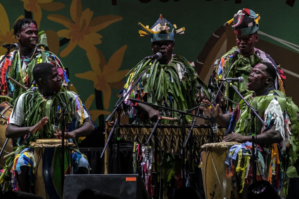 Musicians perform during the Petronio Alvarez Pacific Music Festival in Cali, Colombia in 2023