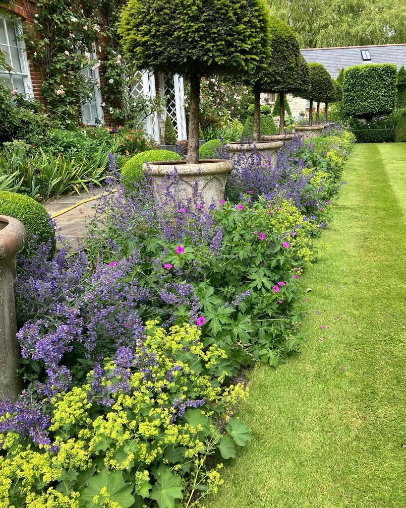 Flowers surrounding Georgian house