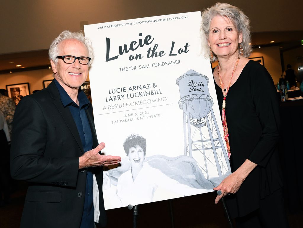 Keith Thibodeaux and Lucie Arnaz attend Lucie on the Lot: The "Dr. Sam" Fundraiser at Paramount Pictures Studios on June 05, 2025 in Hollywood, California