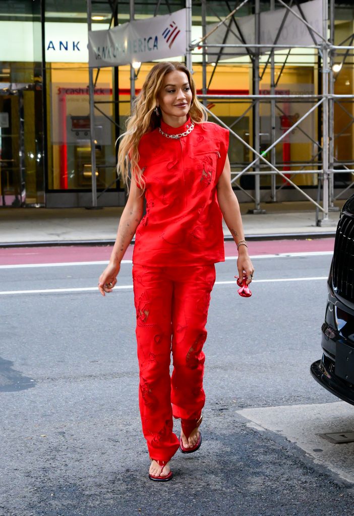 Rita Ora is seen on July 08, 2024 in New York City. (Photo by Raymond Hall/GC Images)