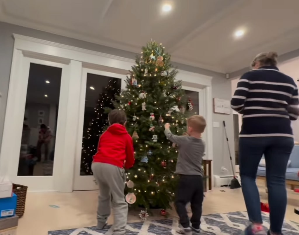 Still from a video shared by Dylan Dreyer on Instagram December 2023 showing her Christmas tree at her vacation home.