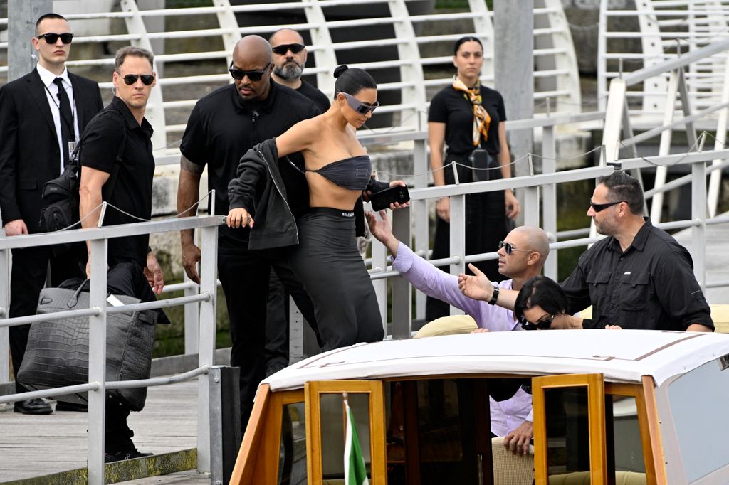 Kim Kardashian arrives at Venice Marco Polo airport