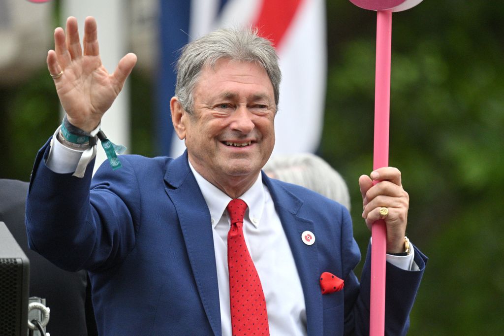 Alan Titchmarsh rides a bus during the Platinum Pageant on June 05, 2022 in London, England.